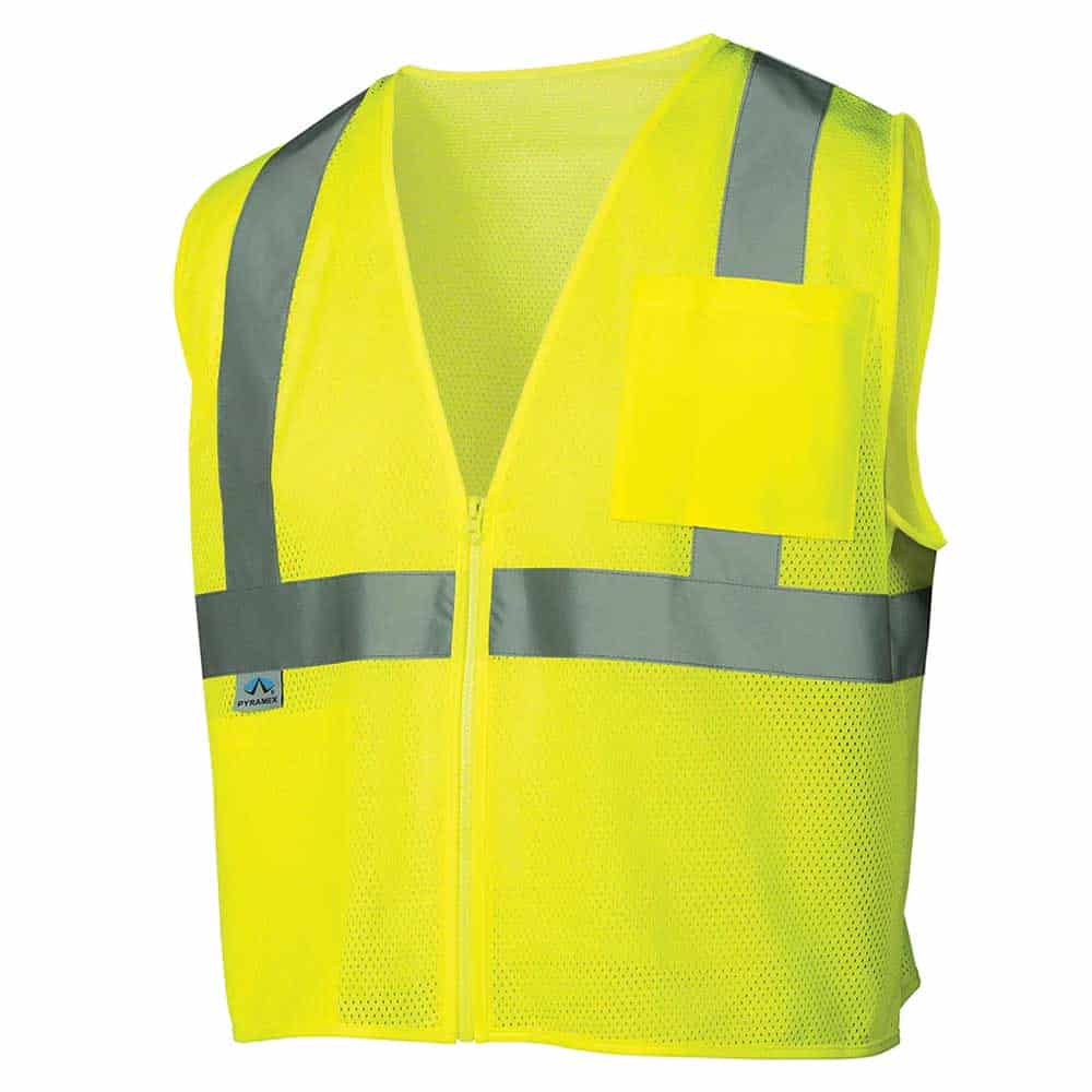 Pyramex Class 2 Zipper Vest with Chest Pocket 3 Pyramex Safety Green Pocket Vest