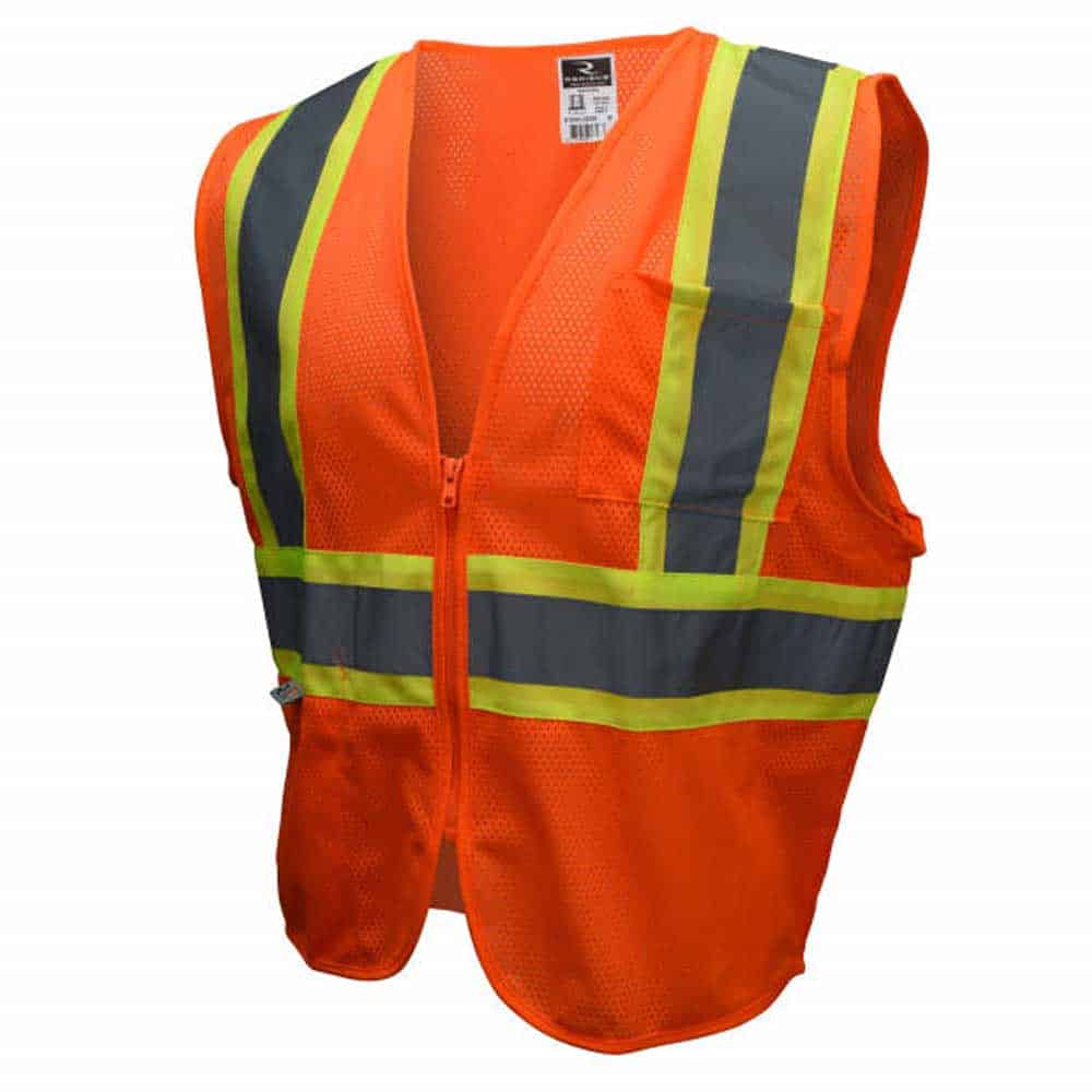 Radians Economy Two-Tone Class 2 Vest 2 Radians Safety Orange Safety Vests with safety green trim