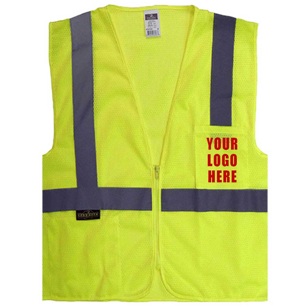 Radians Class 2 Economy Mesh Zipper Safety Vest with Pockets 4 Radians Custom Printed Safety Vest