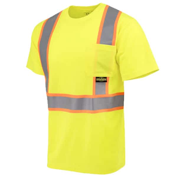 Radians Mesh Short Sleeve Shirt with Contrast Trim Class 2 2 radians contrast trim short sleeve shirt-safety green