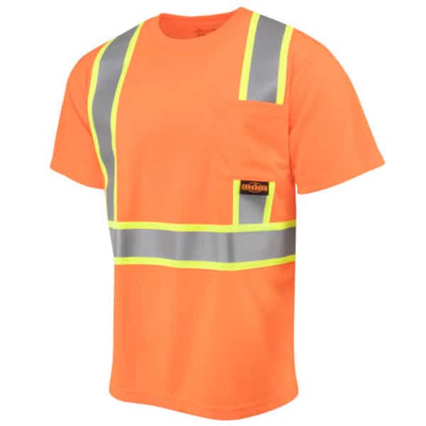 Radians Mesh Short Sleeve Shirt with Contrast Trim Class 2 3 radians contrast trim short sleeve shirt-safety orange