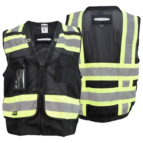 Radians Class 1 Heavy Duty Surveyor Safety Vest 1 Radians Black Safety Vest