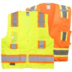 Radians CLass Surveyors Vest in Safety Green and Safety Orange