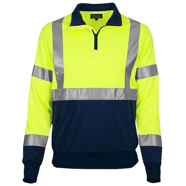 RAF Class 3 Quarter-Zip Pullover Sweatshirt with Navy Bottom 1 Quarter Zip Safety Green Fleece