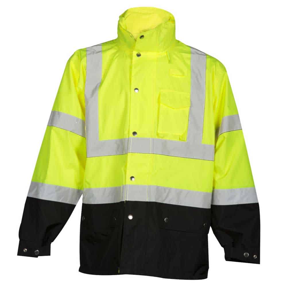 Kishigo Storm Cover Hi Vis Class 3 Rainwear Jacket 2 Kishigo Safety Green Rain Jacket